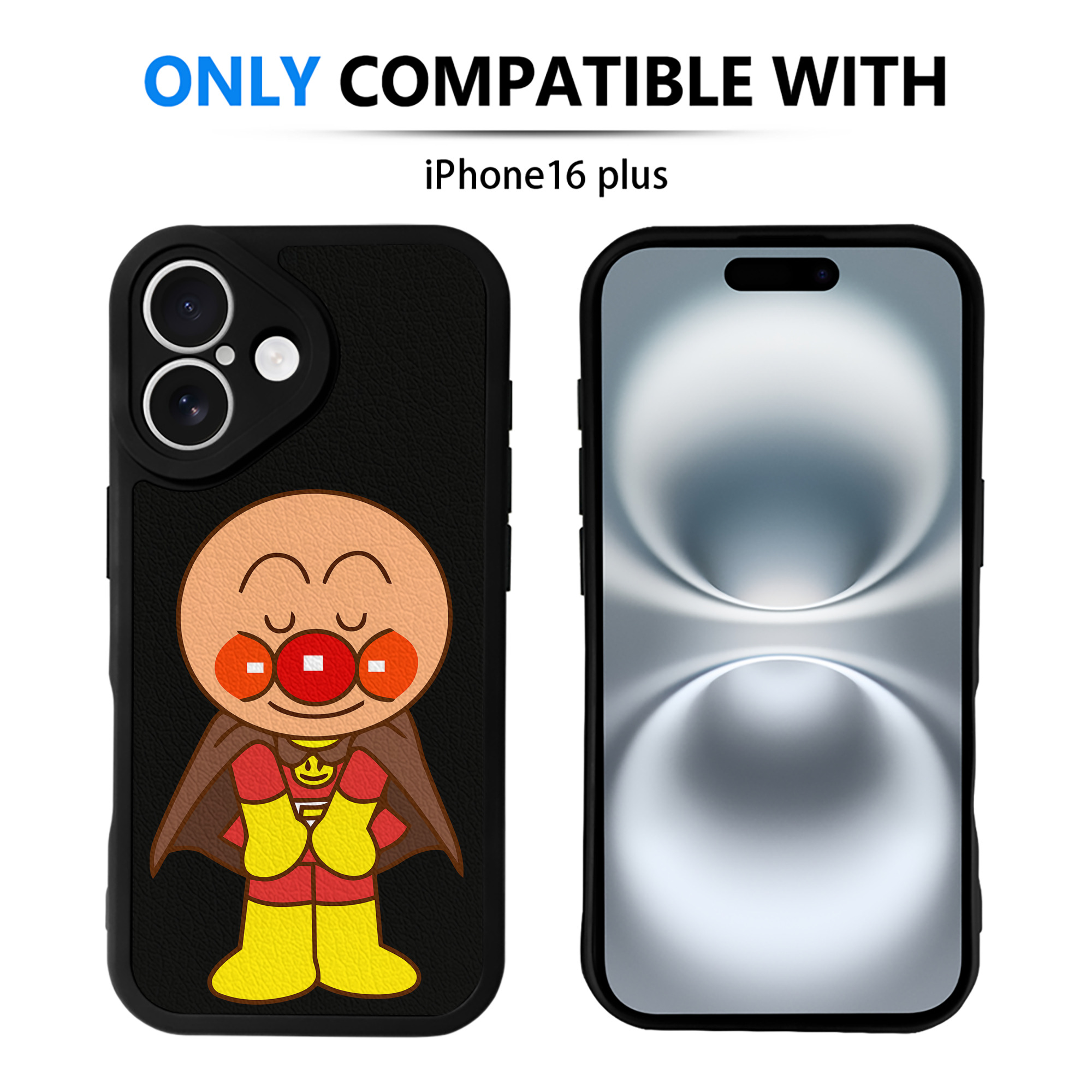 （画像用） アンパンマン Anpanman 【iPhone 16シリーズ対応】シリコンスマホケース（レザー調） 材質：シリコン